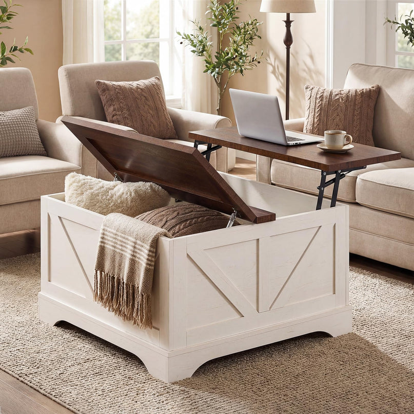 Giantex 31.5" Square Farmhouse Lift Top Coffee Table with Storage