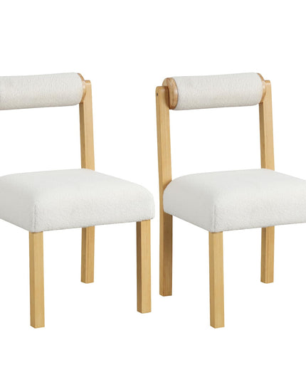 Giantex Wooden Dining Chairs Set of 2/4, Faux Sherpa Upholstered Kitchen Dining Room Chairs w/Rubber Wood Frame