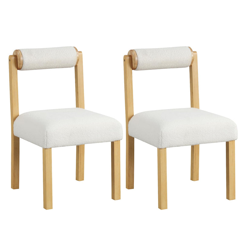 Giantex Wooden Dining Chairs Set of 2/4, Faux Sherpa Upholstered Kitchen Dining Room Chairs w/Rubber Wood Frame