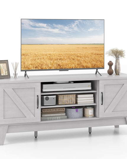 Giantex TV Stand for TVs Up to 65 Inches, 59” Entertainment Center with 2 Barn Door Cabinets, 4 Adjustable Shelves