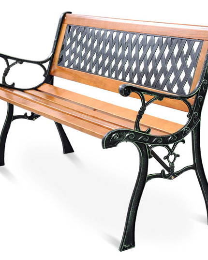 Giantex 50'' Patio Bench, Outdoor Furniture Cast Iron Hardwood Frame Porch Loveseat