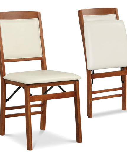 Giantex Folding Dining Chairs Set of 2/4 Black Wood Kitchen Chair w/Padded Seat