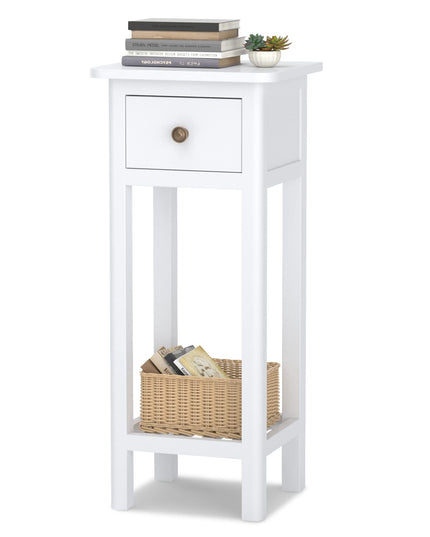 Small End Table | Wooden Slim Side Table for Small Space