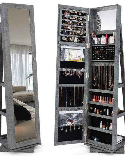 CHARMAID | 360-degree Rotating Jewelry Armoire with Higher Full Length Mirror