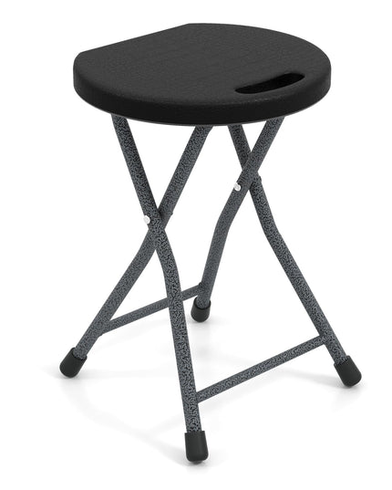 Giantex Folding Stool, 18” Height Foldable Bar Stools, Portable Folding Chairs with Built-in Carry Handle