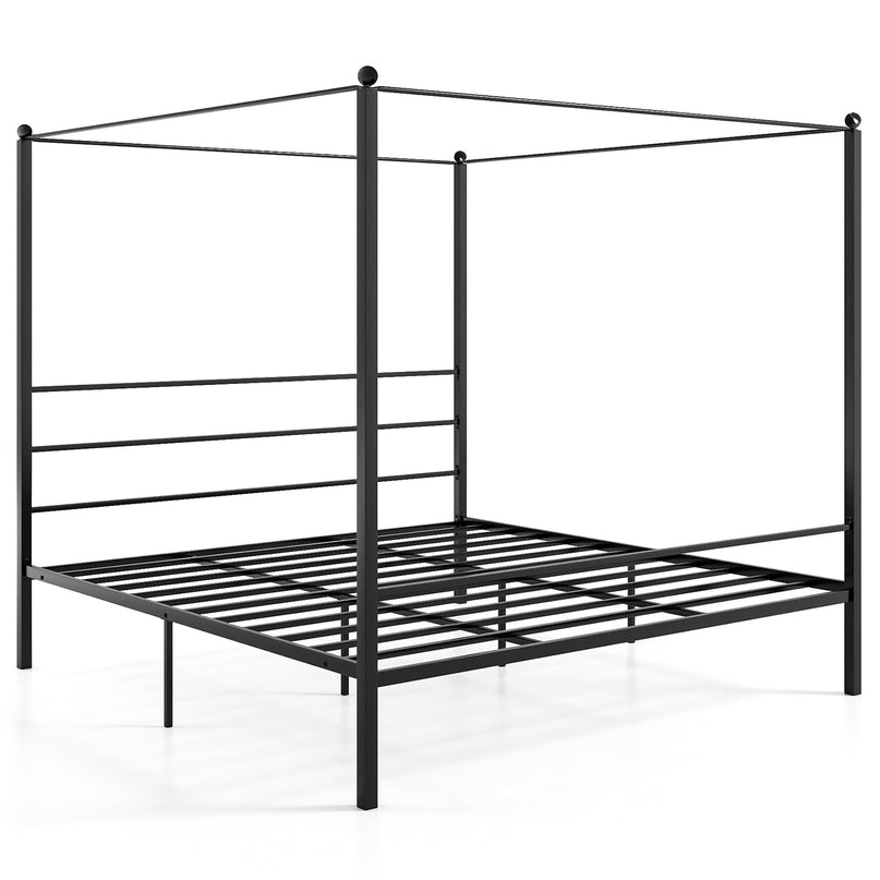 Cadre de lit à baldaquin en métal, King Size, Giantex, plate-forme moderne