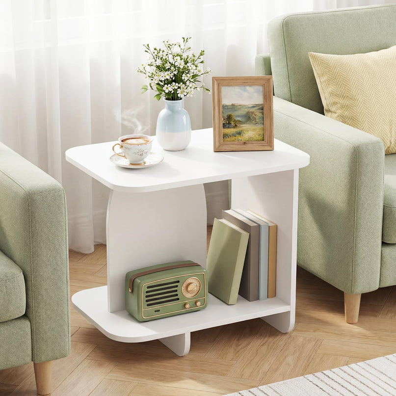 Giantex 2-Tier End Table with Open Storage Shelf