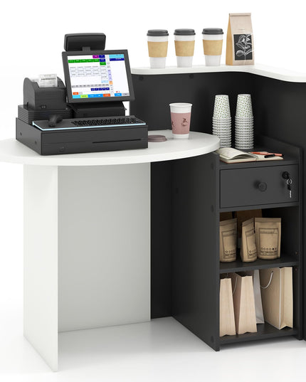 Giantex Front Counter Desk with Lockable Drawer for Office Beauty Salon
