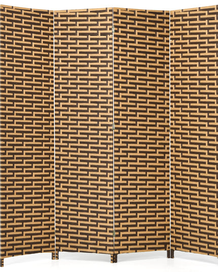 Giantex 6 Ft 4 Panel Handmade Rattan Room Divider Wood Folding Screen