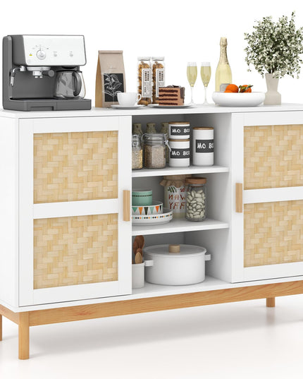 Giantex Buffet Sideboard, Kitchen Storage Cabinet with 3 Open Shelves & 2 Side Cabinets