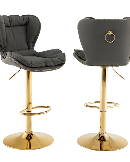 Giantex Adjustable Bar Stool Set of 2, PU Leather Bar Chairs with Padded Seat