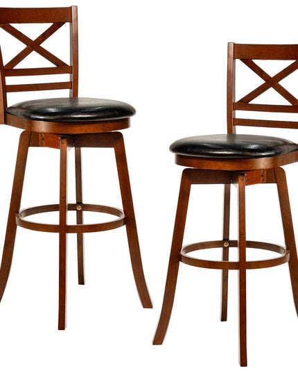 Giantex Swivel Bar Stools Set with PU Faux Leather Upholstered Seat