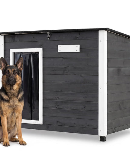 Giantex 34"/42.5" LWooden Dog House with Openable Asphalt Roof
