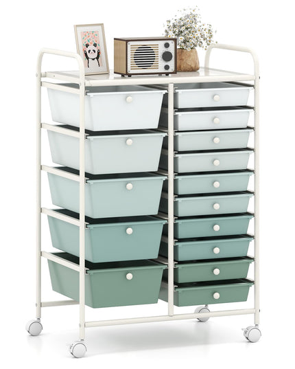Giantex 15-Drawer Organizer Cart Office School Rolling Storage Cart