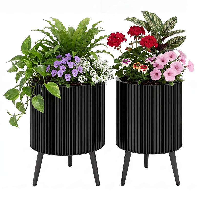 Giantex Set of 2 Flower Pots with Stand for Hallway Living Room Garden Patio