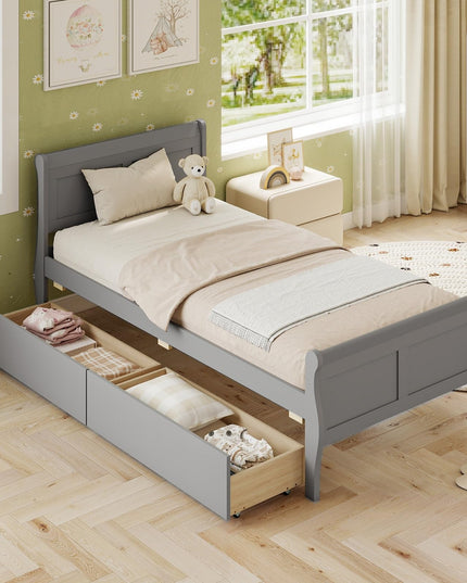 Lit jumeau Giantex avec 2 tiroirs de rangement pour enfants, adolescents et adultes