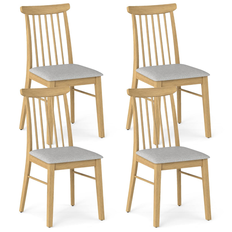 Chaises de cuisine sans accoudoirs Giantex avec cadre en bois d'hévéa et revêtement en tissu