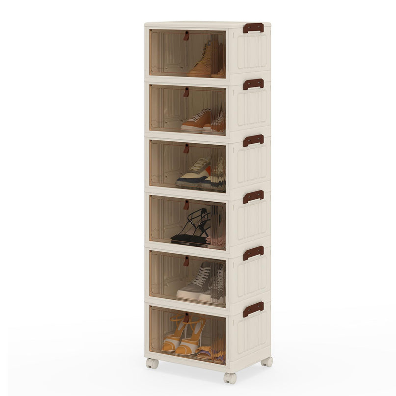 Giantex 6/4-Tier Plastic Storage Bins with Lid for Living Room