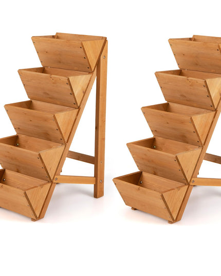 Giantex 5-Tier Wooden Freestanding Vertical Raised Garden Bed (1/2)