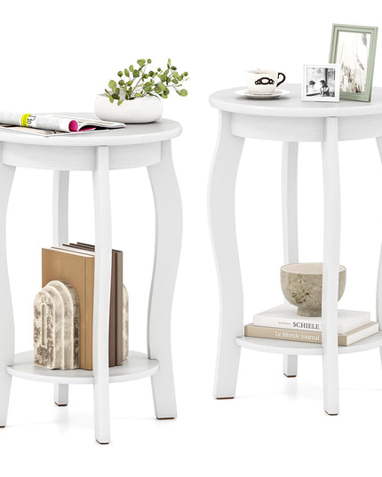 Giantex Wooden Side Table with Storage Shelf