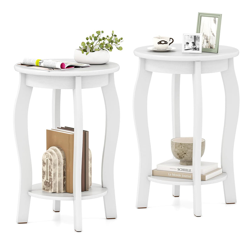 Giantex Wooden Side Table with Storage Shelf