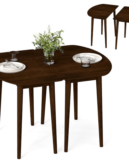 Giantex Dining Table Set with 2 Half-Round Dinner Tables for 4-6