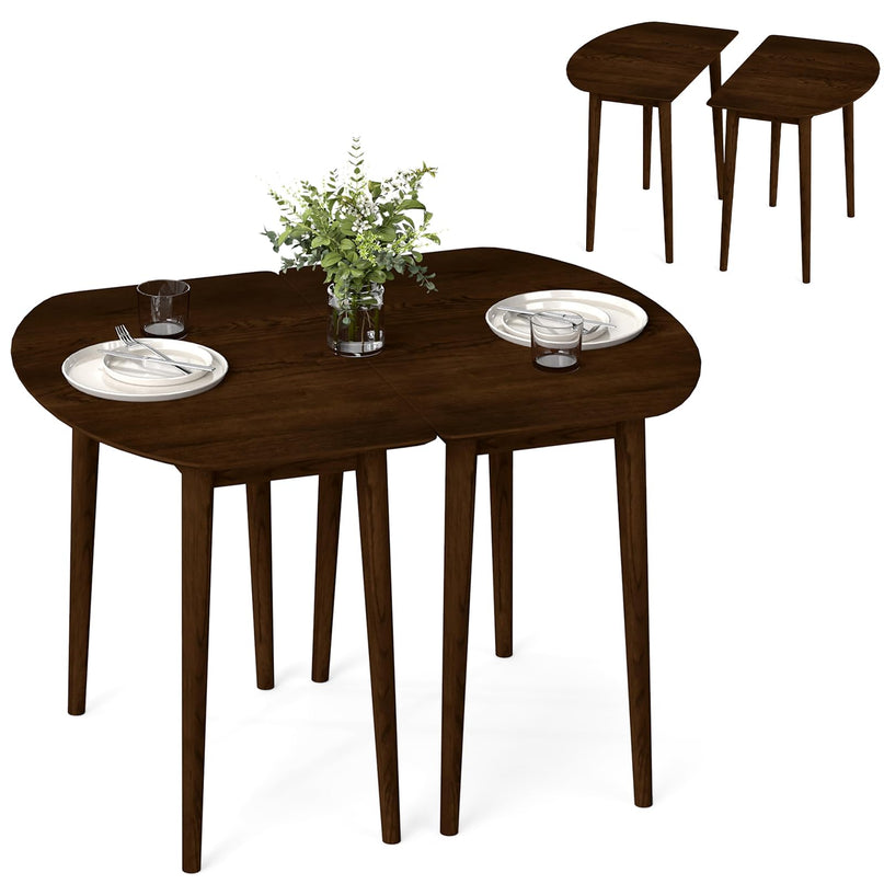 Giantex Ensemble table de salle à manger avec 2 tables demi-rondes pour 4-6 personnes