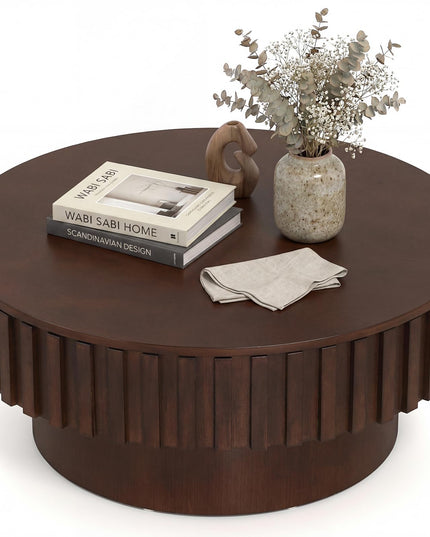 Table basse ronde Giantex avec rangement pour petits espaces de salon