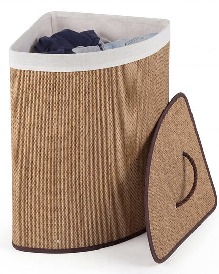 Giantex Corner Laundry Hamper with Lid for Small Spaces