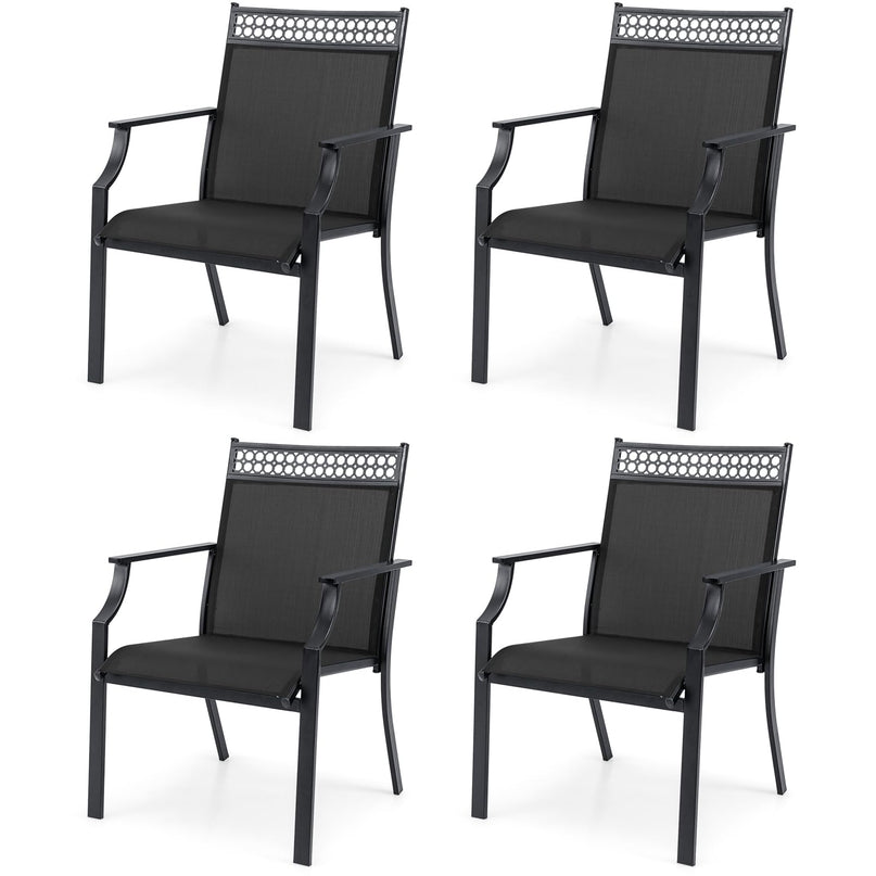 Giantex Patio Chairs Set of 2/4, Outdoor Chairs with All Weather Fabric, High Backrest, Armrests