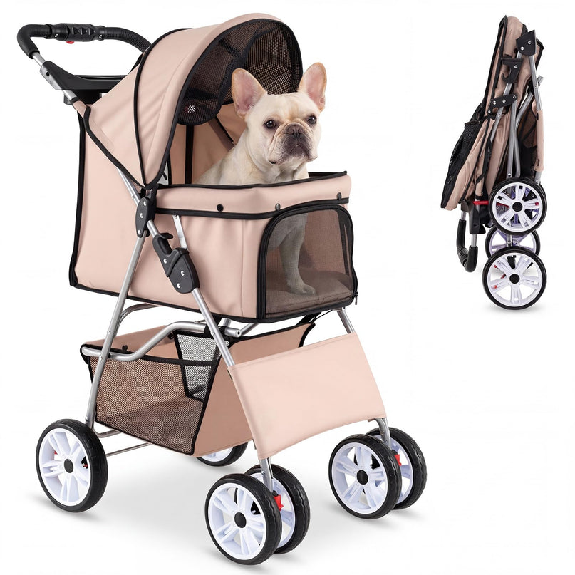 Giantex Foldable Pet Stroller for Small Dogs & Cats