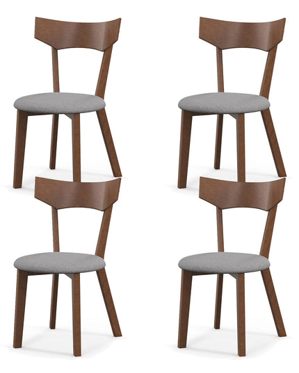 Giantex Wooden Dining Chairs, Solid Wood Kitchen Chairs w/Curved Back & Cushioned Seat