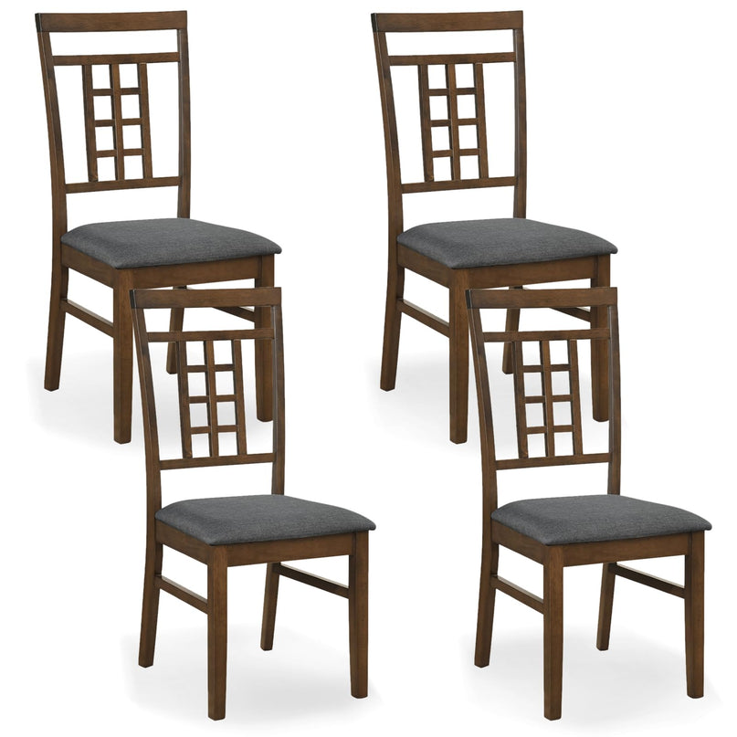 Giantex Farmhouse Kitchen Chairs with Upholstered Cushioned Seat and Lattice Back