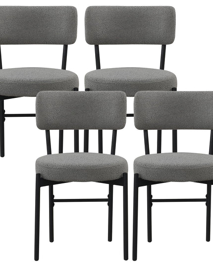 Giantex Boucle Dining Chairs Set of 2/4, Sherpa Upholstered Kitchen Chairs w/Curved Backrest, Padded Seat & Metal Legs