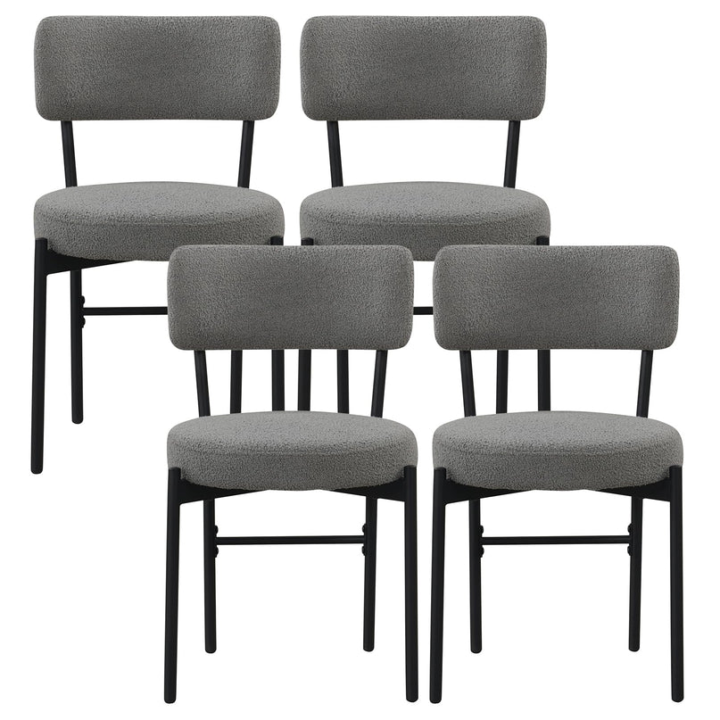 Giantex Boucle Dining Chairs Set of 2/4, Sherpa Upholstered Kitchen Chairs w/Curved Backrest, Padded Seat & Metal Legs