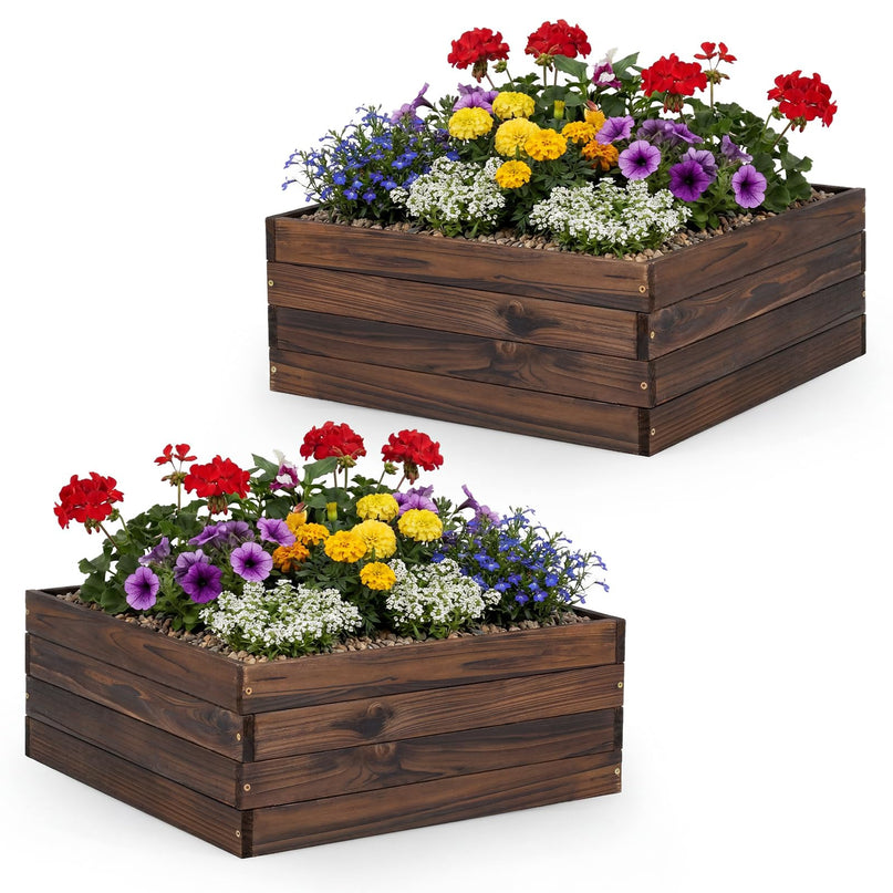 Giantex 23" x 23" Wooden Raised Garden Bed for Patio Yard Garden Balcony