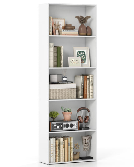 Giantex Tall Bookcase with 5 Open Compartments for Living Room