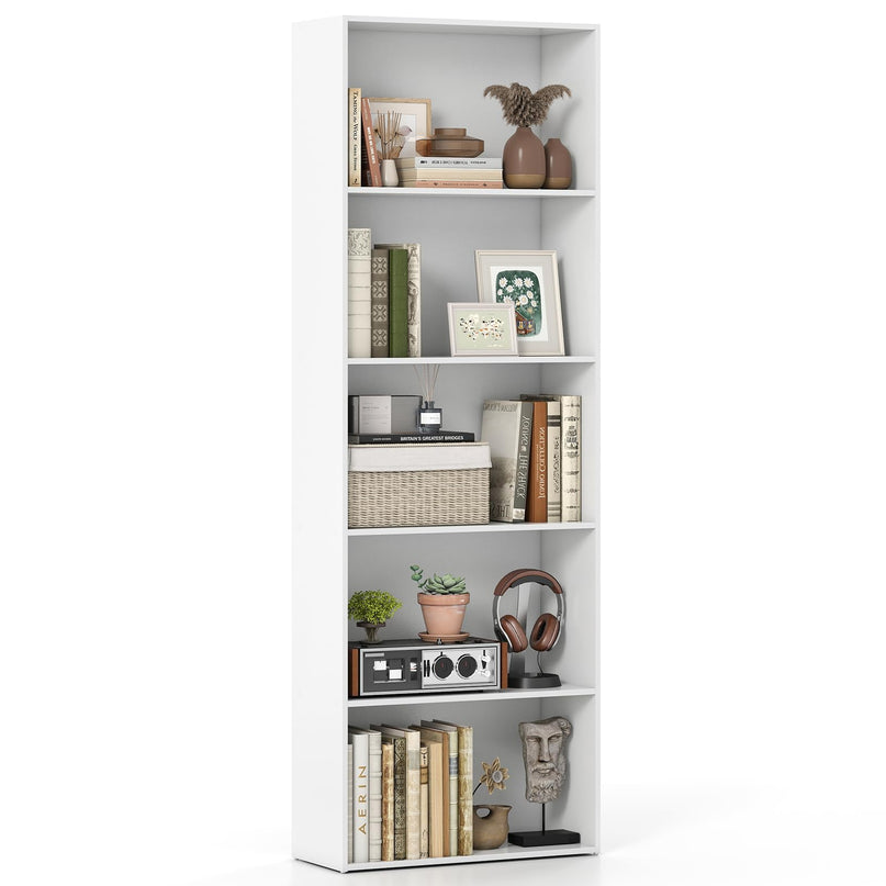 Giantex Tall Bookcase with 5 Open Compartments for Living Room