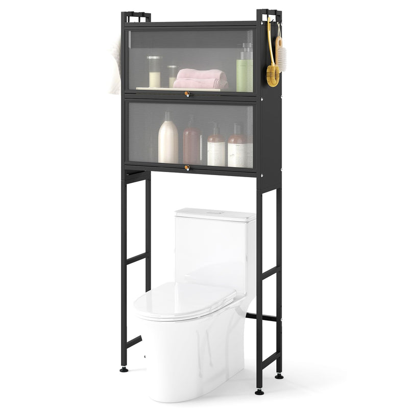Giantex Over The Toilet Storage Cabinet with 2 Flip-up Fluted Doors