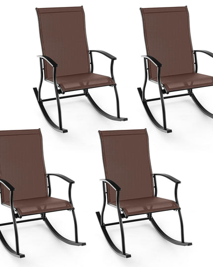 Giantex Outdoor Rocking Chair Set of 2 - Patio Rocking Chairs w/Breathable Backrest, Navy