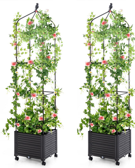 Giantex Raised Garden Bed with Tomato Cages, Obelisk & Bird Top