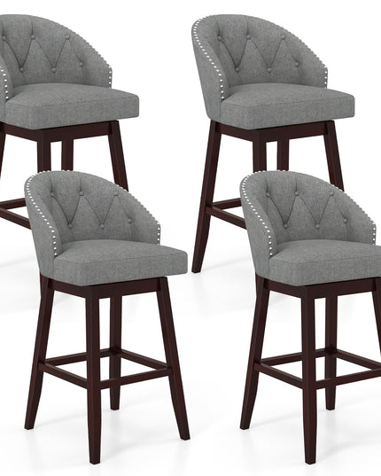 Giantex Modern Upholstered Bar Stools Set of 2/4, 31" Bar Height Swivel Kitchen Stools w/Button-Tufted Back