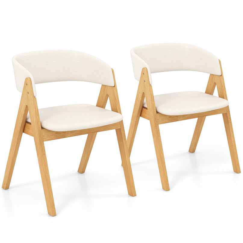 Giantex Wooden Dining Chairs, Modern Padded Kitchen Chairs w/Curved Backrest & Rubber Wood Frame