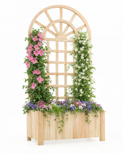 Jardinière surélevée d'extérieur Giantex 48" en bois de sapin avec écran d'intimité et trous de drainage