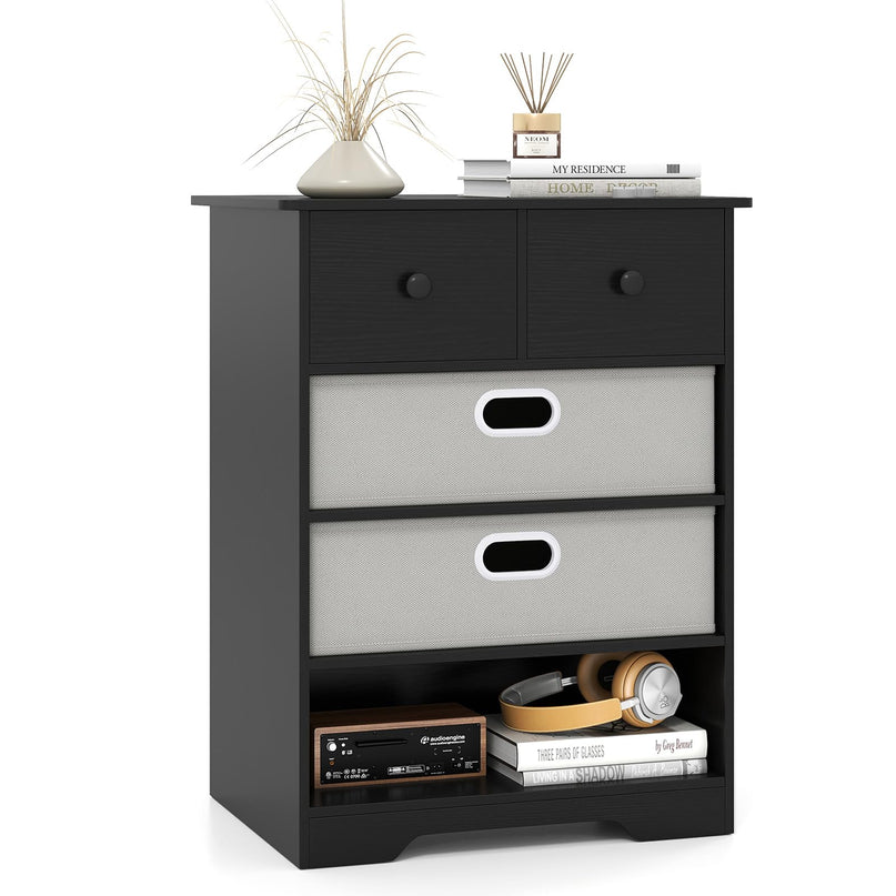 Giantex Nightstand with 4 Storage Drawers for Bedroom Living Room Hallway