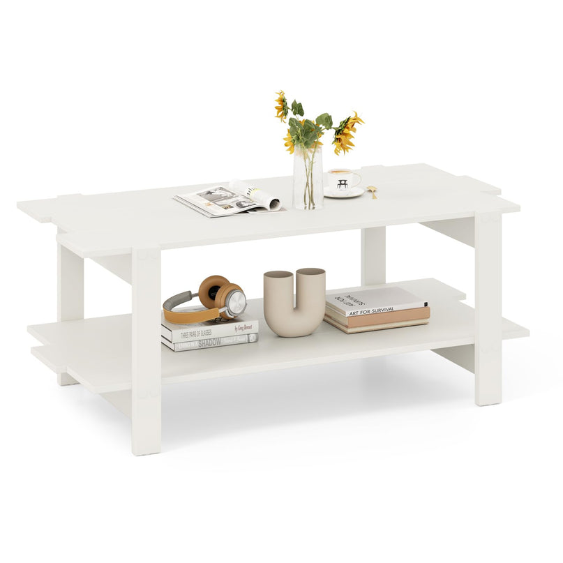 Giantex Modern Coffee Table with Slatted Design for Small Spaces