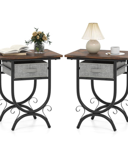 Giantex 21 Inch Tall End Table with Carved Metal Frame