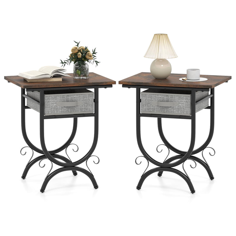 Giantex 21 Inch Tall End Table with Carved Metal Frame