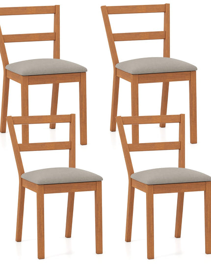 Giantex Wooden Dining Chairs Set of 2/4 with Rubber Wood Legs & Fabric Padded Seat