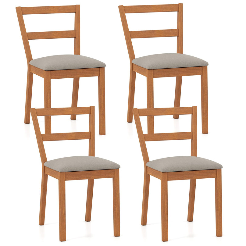 Giantex Wooden Dining Chairs Set of 2/4 with Rubber Wood Legs & Fabric Padded Seat